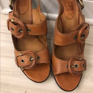 Tan Frye heels size 10